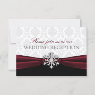 Bourgondische lint winter bruiloftsreceptie kaart