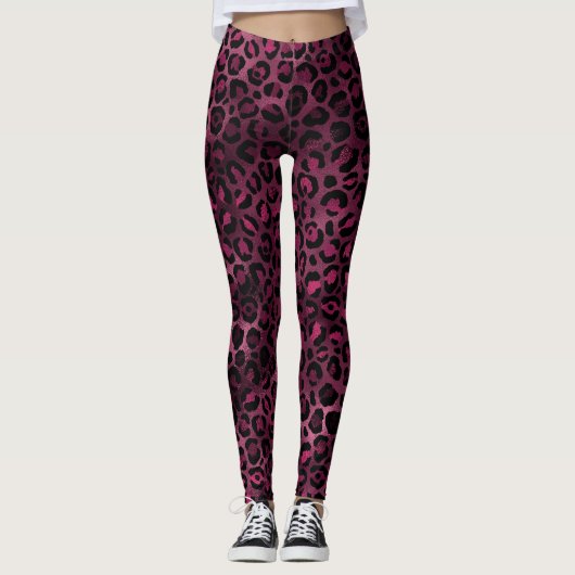 Bourgondische Luipaard Leggings (Voorkant)