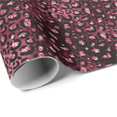 Bourgondische luipaard print faux glitter cadeaupapier (Rol Hoek)