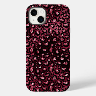 Bourgondische luipaard print glitter Case-Mate iPhone 14 plus hoesje