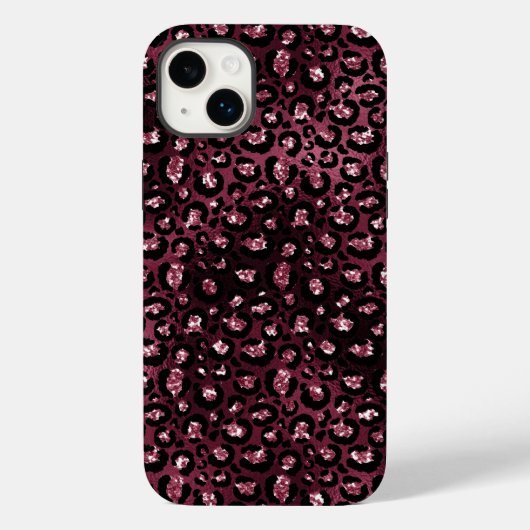 Bourgondische luipaard print glitter Case-Mate iPhone case (Achterkant)