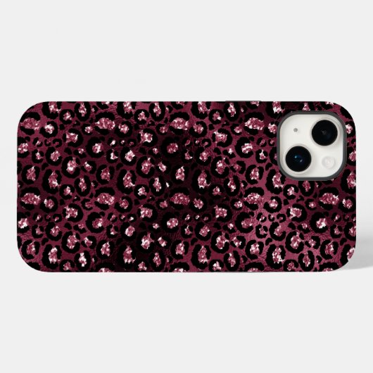 Bourgondische luipaard print glitter Case-Mate iPhone case (Achterkant (horizontaal))