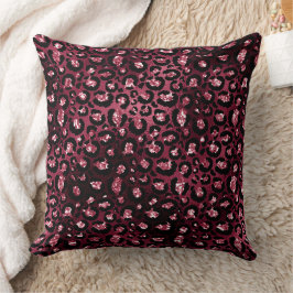 Bourgondische luipaard print glitter kussen