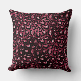 Bourgondische luipaard print glitter kussen