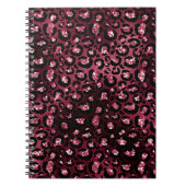 Bourgondische luipaard print glitter notitieboek (Voorkant)