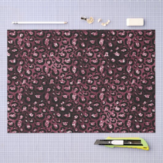 Bourgondische luipaard print glitter tissuepapier (Craft)