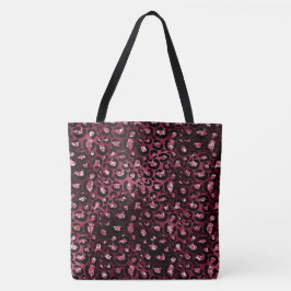 Bourgondische luipaard print glitter tote bag