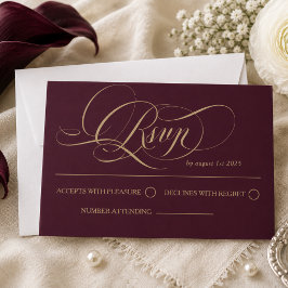 Bourgondische luxe bruiloft RSVP kaartje
