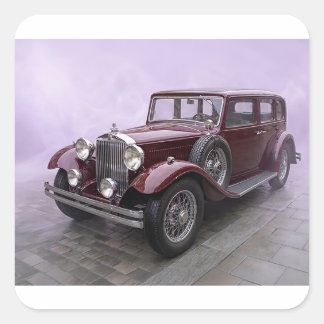 Bourgondische luxe sedan uit de jaren 30 vierkante sticker