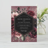 Bourgondische luxe trouwbloemen kaart (Staand voorkant)