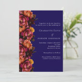 Bourgondische marine blauw bloemen luxe bruiloft R Kaart (Staand voorkant)