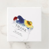 Bourgondische marine blauw en zonnebloem bruiloft  bedankjes labels (In situ)