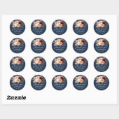 Bourgondische marine blauwe bruiloft dank u ronde sticker (Vel)