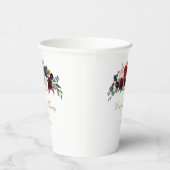 Bourgondische marine bloeit bruiloft papieren bekers (Rechts)