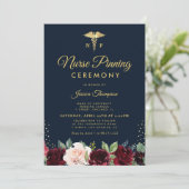 Bourgondische marine bloemen Nurse spinning ceremo Kaart (Staand voorkant)