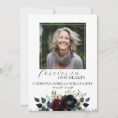 Bourgondische marine bloemenbegrafenisprogramma kaart (Voorkant)