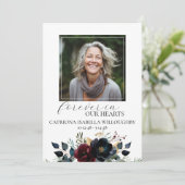 Bourgondische marine bloemenbegrafenisprogramma kaart (Staand voorkant)