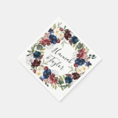 Bourgondische marine bloemenbruiloft servetten (Hoek)