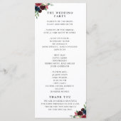 Bourgondische marine bloemenslinger bruiloft progr programmakaart (Achterkant)