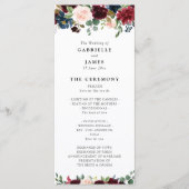 Bourgondische marine bloemenslinger bruiloft progr programmakaart (Voorkant)