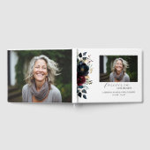 Bourgondische marine bloemfoto begrafenismonument gastenboek (Volledig)