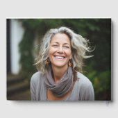 Bourgondische marine bloemfoto begrafenismonument gastenboek (Achterkant)