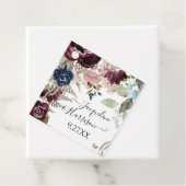 Bourgondische marine bloemig Elegant Eucalyptus ge Bedankjes Labels (In situ)