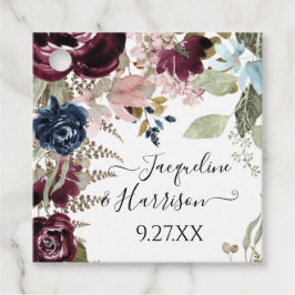 Bourgondische marine bloemig Elegant Eucalyptus ge Bedankjes Labels