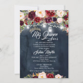 Bourgondische marine bloemlichten Quinceanera Kaart (Voorkant)