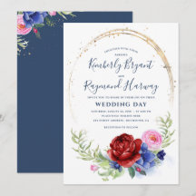 Bourgondische marine Blush en goud bloemenrustieke