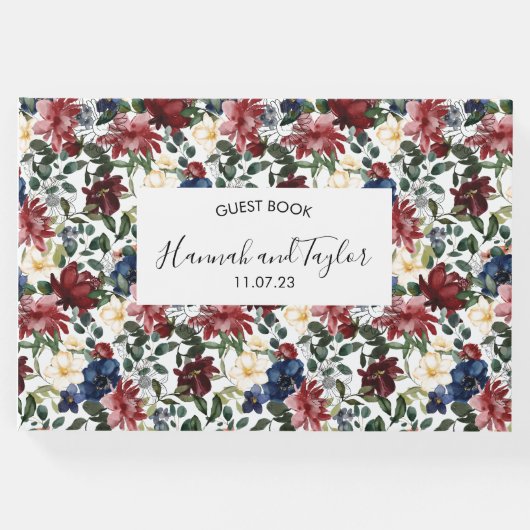 Bourgondische marine bruiloft gastenboek (Voorkant)