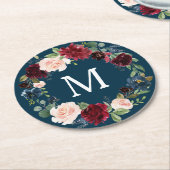 Bourgondische marine bruiloft Onderzetters (Gebogen)