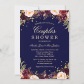 Bourgondische marine Elegante Bloemen Koppels Douc Kaart (Voorkant)