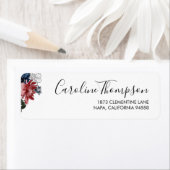 Bourgondische marine Floral retour adreslabel Etiket (Insitu)