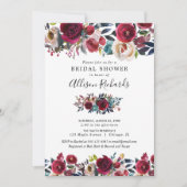 Bourgondische marine herfst floral waterverf vrijg kaart (Voorkant)