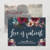 Bourgondische marine stelt huwelijk uit aankondigingskaart (Voorkant / Achterkant)