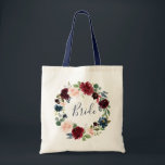 Bourgondische marinebloem tote bag<br><div class="desc">Bloemontwerp en tekst</div>