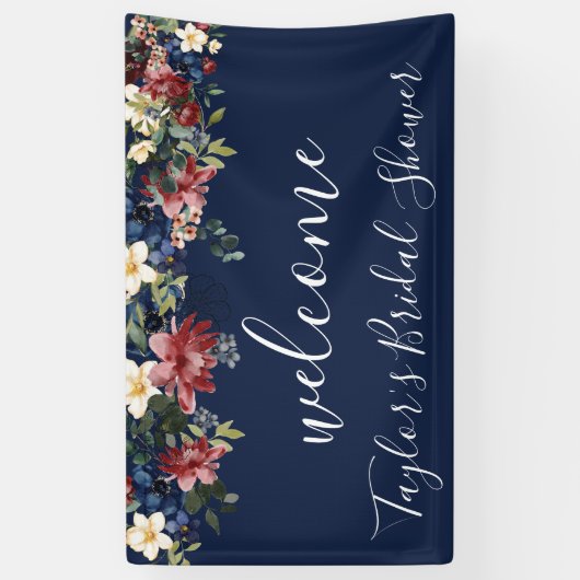 Bourgondische marinedouche welkomstbanner spandoek (Verticaal)