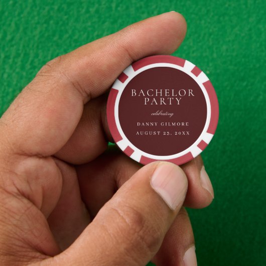 Bourgondische Maroon Klassiek Heren Afscheidsfeest Poker Chips (Hand)