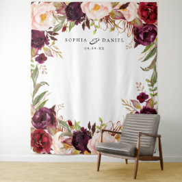 Bourgondische Marsala Bloem Bruiloft Decoratie Ach Wandkleed