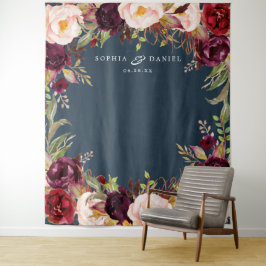 Bourgondische Marsala Bloem Bruiloft Decoratie Ach Wandkleed