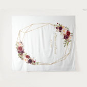 Bourgondische Marsala Bloem Gouden Bruiloft Fotoho Wandkleed (Voorkant (horizontaal))