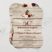 Bourgondische Marsala Bloemenlantaarn 50e Verjaard Kaart (Voorkant / Achterkant)