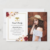 Bourgondische marsala bloemenverpleegschool afstud kaart (Voorkant)