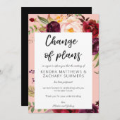 Bourgondische Marsala Bloemige Wijziging Van Plann Kaart (Voorkant / Achterkant)