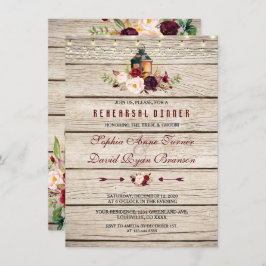 Bourgondische Marsala Bloemlantaarn Oefendiner Kaart