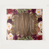 Bourgondische Marsala Bloemrijke Bruiloftsshower A Wandkleed (Voorkant (horizontaal))