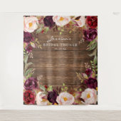 Bourgondische Marsala Bloemrijke Bruiloftsshower A Wandkleed (Voorkant)