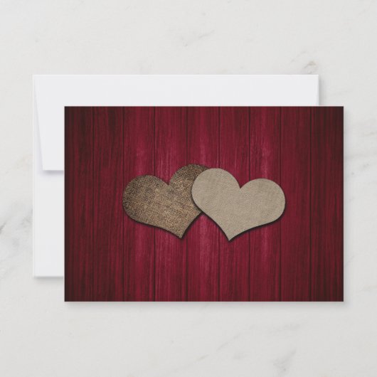 Bourgondische Mason Jar Wood Lights Wedding RSVP K (Achterkant)