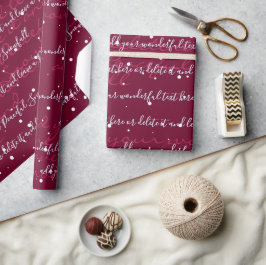 Bourgondische minimalistische aangepaste script te cadeaupapier